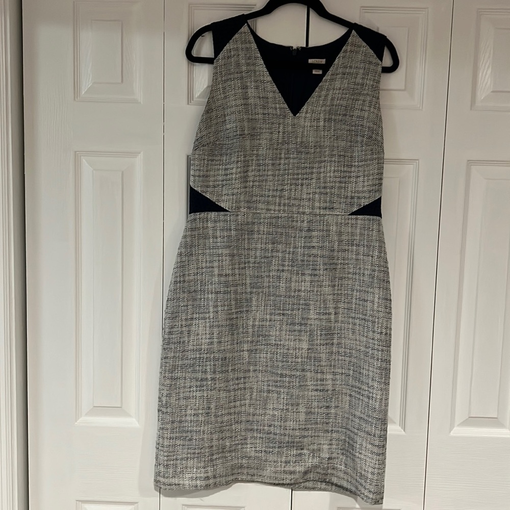 J Crew Navy Eyelet Sheath Dress size 12